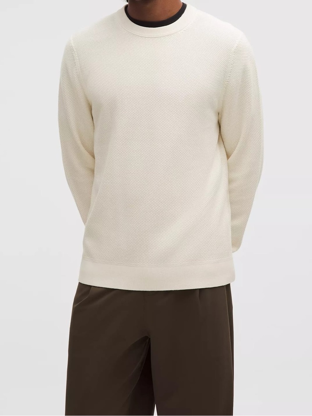 NWT lululemon athletica Men's Cream Textured Crewneck Sweater